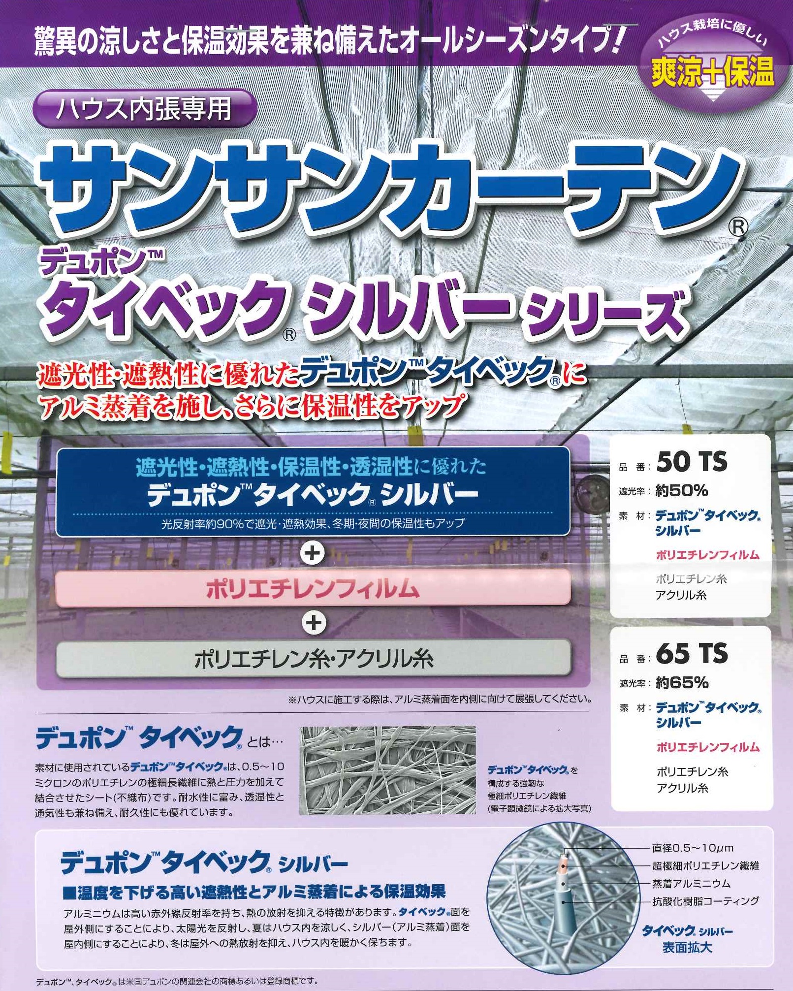 日本ワイドクロス　サンサンカーテン　タイベックシルバーシリーズ